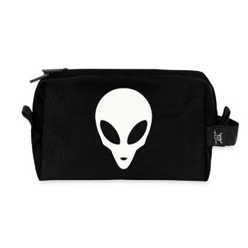 Silhouette of an alien head - Recycled Toiletry Zip Bag - black - Front