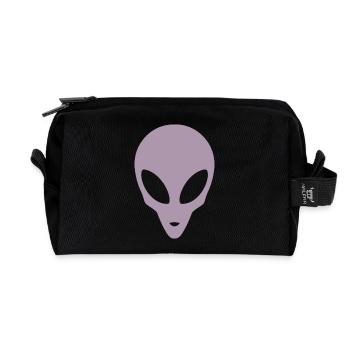 Silhouette of an alien head - Recycled Toiletry Zip Bag - black - Front