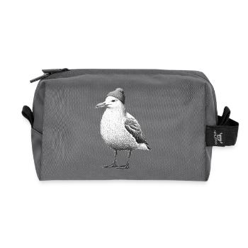 North Sea Seagull Beanie Beanie Black White - Recycled Toiletry Zip Bag - anthracite - Front