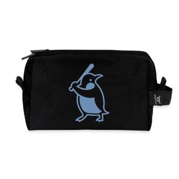 Penguin Baseball Player Silhouette - Recycled Toiletry Zip Bag - black - Front