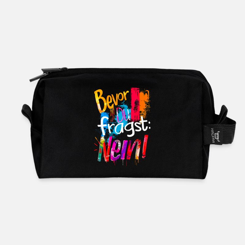Bevor Du fragst: NEIN! - Recycelte Kulturtasche - Schwarz