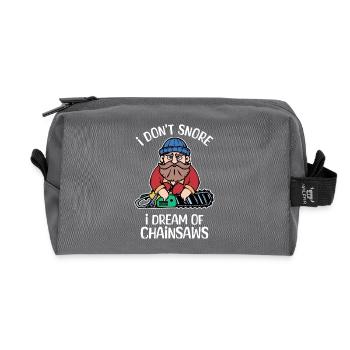 Chainsaw Statement Lumberjack Sawdust Wood - Recycled Toiletry Zip Bag - anthracite - Front