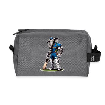 Motif d'éléphant pour le sport de cricket indien - Trousse de toilette en tissu recyclé - anthracite - Devant