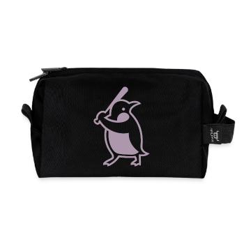 Penguin Baseball Player Silhouette - Recycled Toiletry Zip Bag - black - Front