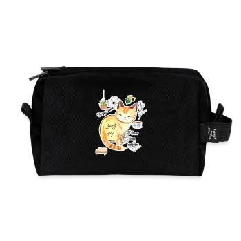 😽Cute cozy cat adorable relaxing selflove - Recycled Toiletry Zip Bag - black - Front