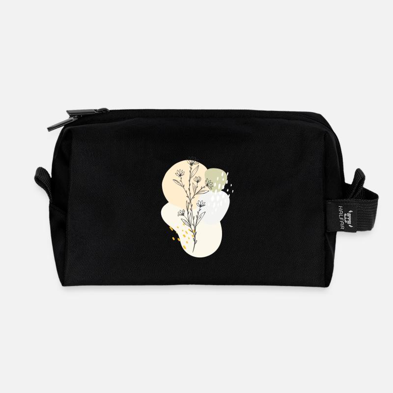 floral design - Recycelte Kulturtasche - Schwarz