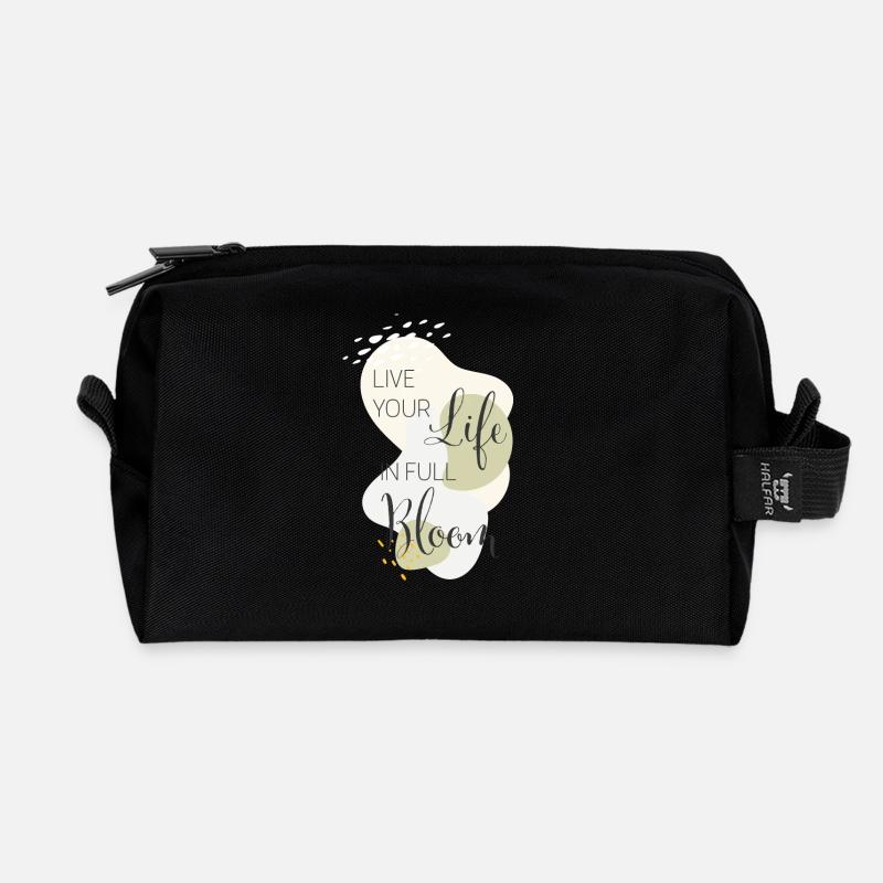 live your life in full bloom - Recycelte Kulturtasche - Schwarz
