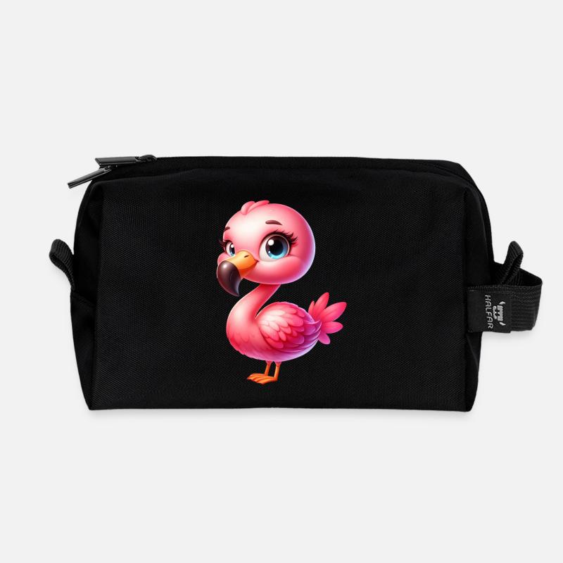 Flamingo - Recycelte Kulturtasche - Schwarz