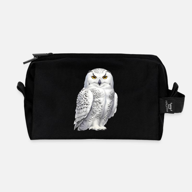 Schnee-Eule - Recycelte Kulturtasche - Schwarz