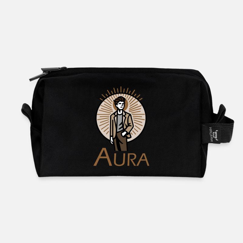 Design "Brown Radiance" - Recycelte Kulturtasche - Schwarz