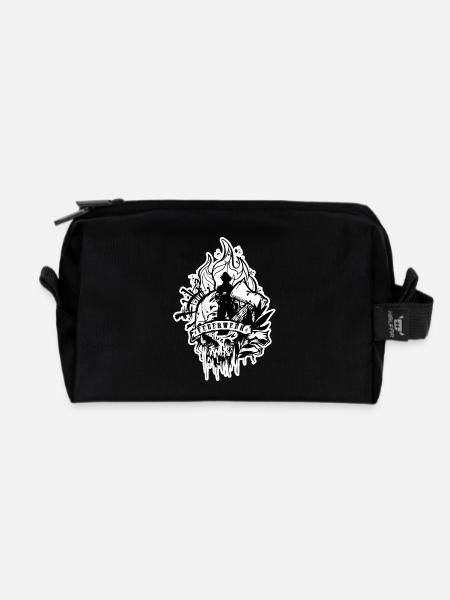 Feuerwehr Flammen Totenkopf Feuerwehrmann - Recycelte Kulturtasche - Schwarz