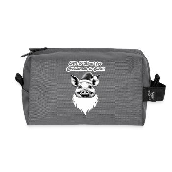 Schwein – All I Want for Christmas Is Oink - Recycelte Kulturtasche - Anthrazit - Vorne