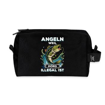 Ich Angle Weil Mord Illegal Ist Sarkasmus Angler - Recycelte Kulturtasche - Schwarz - Vorne