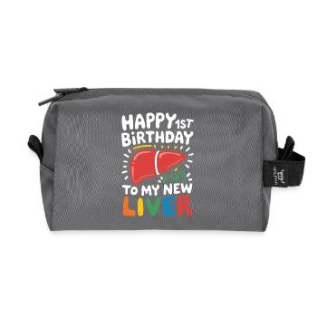 Gratitude for a new life - Recycled Toiletry Zip Bag - anthracite - Front
