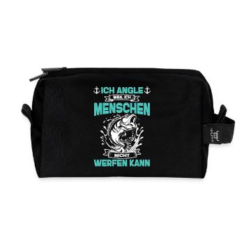 Ich Angle Weil Ich Menschen Nicht Werfen Kann - Recycelte Kulturtasche - Schwarz - Vorne