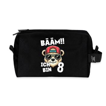 BÄÄM Ich Bin 8 Geburtstag Bär Geburtstagsdeko - Recycelte Kulturtasche - Schwarz - Vorne