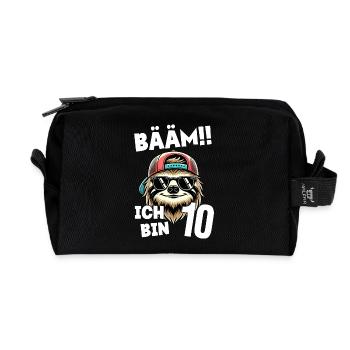 BÄÄM Ich Bin 10 Geburtstag Faultier - Recycelte Kulturtasche - Schwarz - Vorne