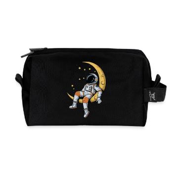 Astronaut auf der Mondsichel – Träumer im All - Recycelte Kulturtasche - Schwarz - Vorne