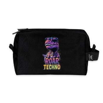 T-Rex - Roar TECHNO - Recycelte Kulturtasche - Schwarz - Vorne