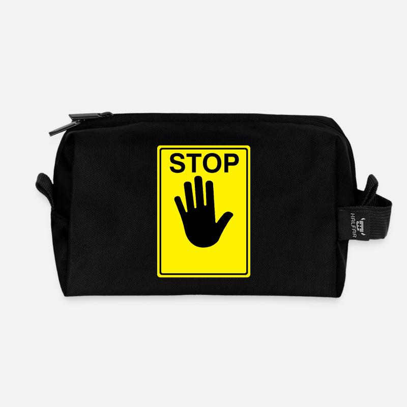 Stop Schild Logo - Recycelte Kulturtasche - Schwarz