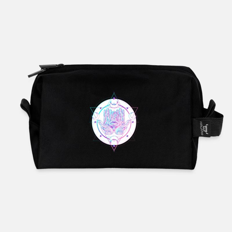 Main astrale mystique avec conception d’œil - Trousse de toilette en tissu recyclé - noir