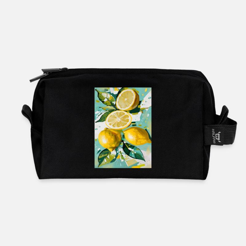 Lemon mood - Recycled Toiletry Zip Bag - black