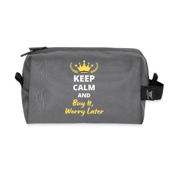 "Keep Calm and Buy It, Worry Later" - Shopping - Recycled Toiletry Zip Bag - anthracite - Front