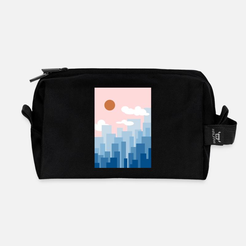 Skyline rosa - Recycelte Kulturtasche - Schwarz