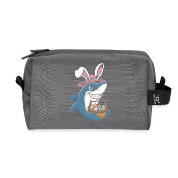 Cool Easter Shark - Recycelte Kulturtasche - Anthrazit - Vorne