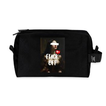 FUCK OFF – Neoclassical Art Goth Vibe - Recycled Toiletry Zip Bag - black - Front
