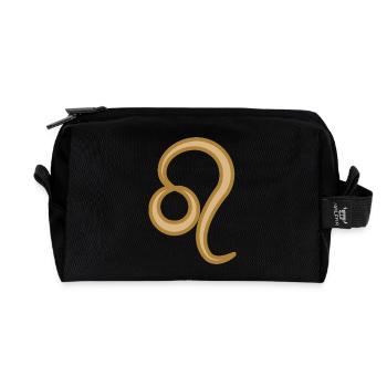 Symbole du zodiaque Lion deux tons doré - Trousse de toilette en tissu recyclé - noir - Devant