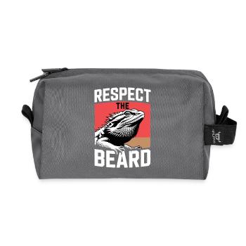Respect the Beard! Bearded Dragon Reptile Terraristics - Recycled Toiletry Zip Bag - anthracite - Front