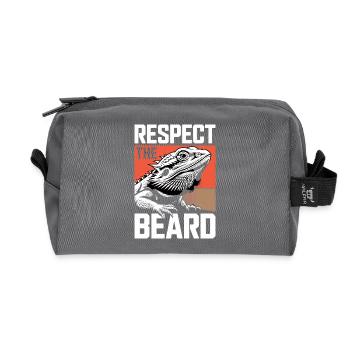 Respect the Beard! Bearded Dragon Reptile Terraristics - Recycled Toiletry Zip Bag - anthracite - Front