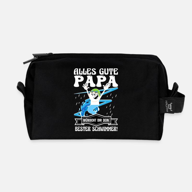 Alles gute Papa wünscht dein bester Schwimmer  - Recycelte Kulturtasche - Schwarz