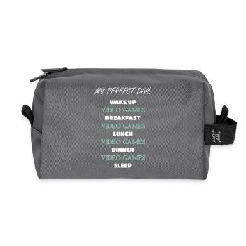 Gaming Lifestyle Quote Print - Recycled Toiletry Zip Bag - anthracite - Front