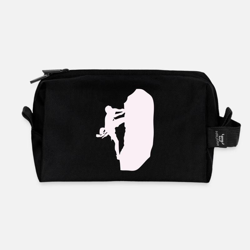 klettern_bergsteigen_silhouette- - Recycled Toiletry Zip Bag - black
