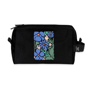 Gute Laune Blumen - blau - Recycelte Kulturtasche - Schwarz - Vorne