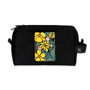 Gute Laune Blumen - gelb - Recycelte Kulturtasche - Schwarz - Vorne