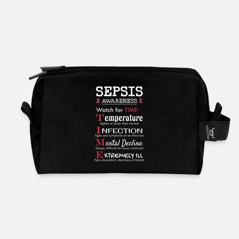 Sepsis Aufklärung - Achte auf TIME Leitfaden - Recycelte Kulturtasche - Schwarz