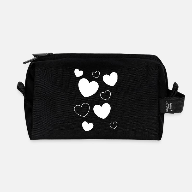 Herz weiß weißes Herz Muster Geschenk Valentinstag - Recycelte Kulturtasche - Schwarz