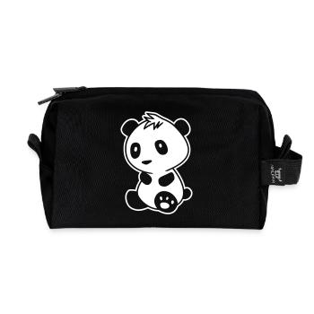 Panda Bad Hair – Ours Kawaii drôle et manga - Trousse de toilette en tissu recyclé - noir - Devant