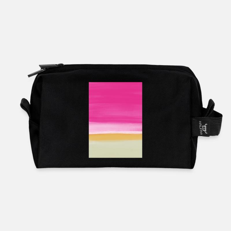 Line study pink yellow - Recycled Toiletry Zip Bag - black