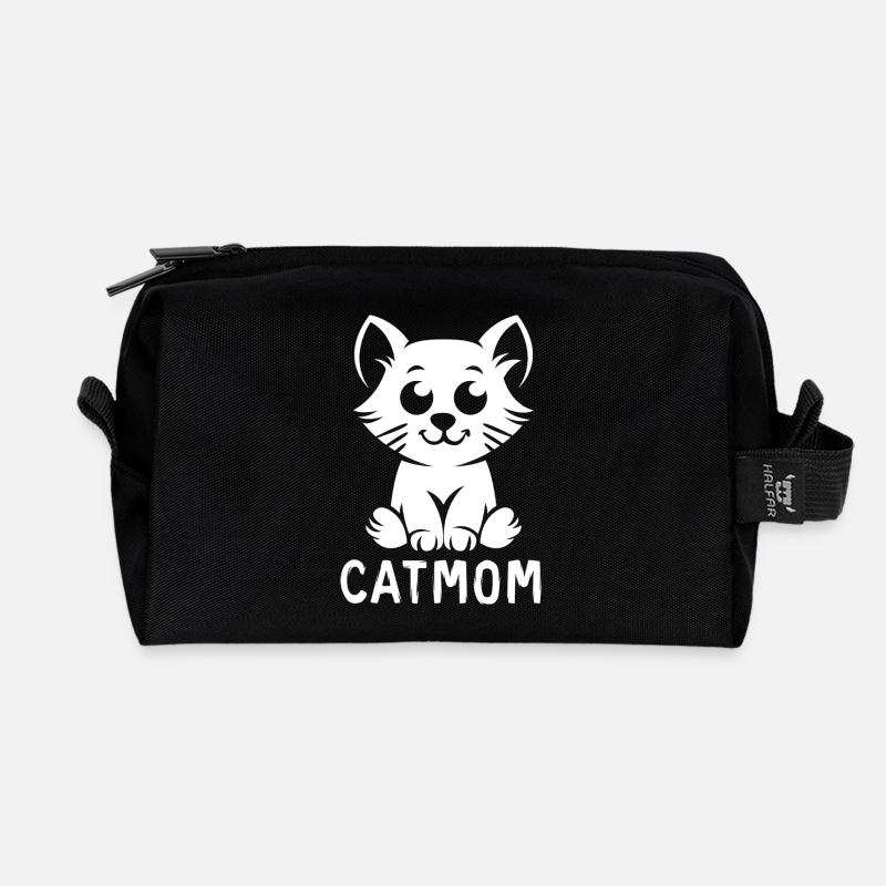Süßes Cat Mom Katzenmotiv - Recycelte Kulturtasche - Schwarz