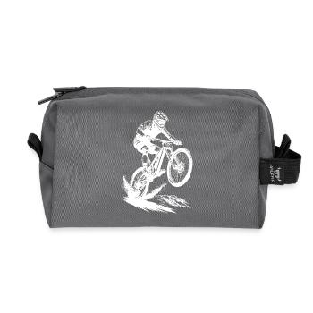 Energetic Mountain Bike Art Cyclist - Recycled Toiletry Zip Bag - anthracite - Front