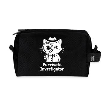 Purrivate Investigator Kitten - Recycled Toiletry Zip Bag - black - Front