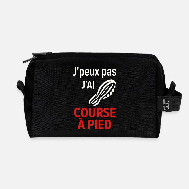 J'ai Course à Pied Pas le Temps - Trousse de toilette en tissu recyclé - noir