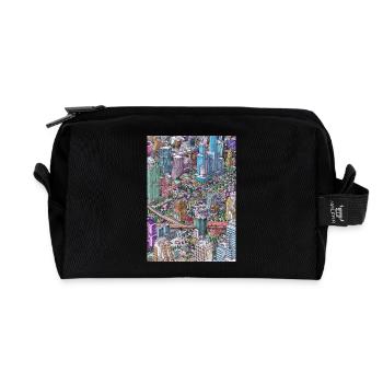 Gribouillage urbain coloré - Trousse de toilette en tissu recyclé - noir - Devant