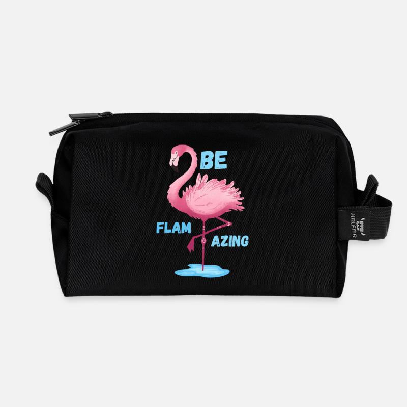 Pink Flamingo Sei Flamazing - Recycelte Kulturtasche - Schwarz