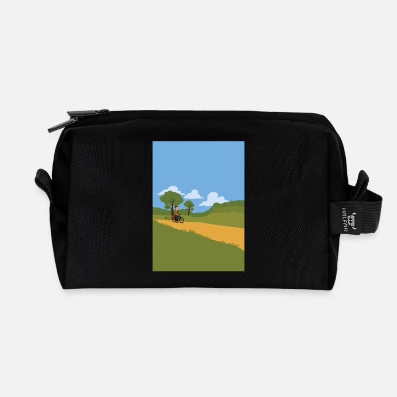 Postman on a bicycle - Recycled Toiletry Zip Bag - black
