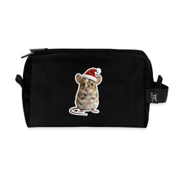 Dearest baby mouse in Christmas look - Recycled Toiletry Zip Bag - black - Front